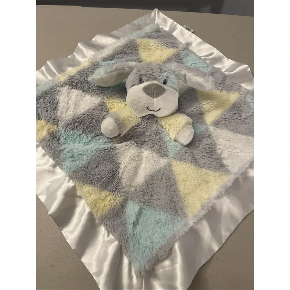 Security Blanket Lovey Baby Essentials Dog Puppy Gray Softy Satin Cuddletoy